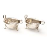 A pair of silver oval sauce boats by Viners