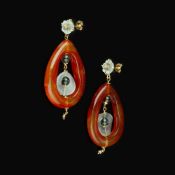 A pair of agate and gem set earrings