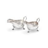 A pair of silver oval sauce boats by Martin, Hall & Co.
