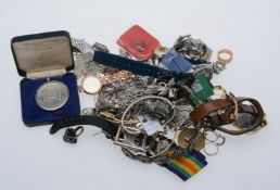 A collection of silver coloured costume jewellery