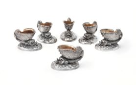 A set of six late Victorian electro-plated salt cellars