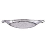 A George III silver navette shaped snuffers tray by John Kidder