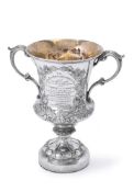 [Duke of Buckingham and Chandos interest] A Victorian silver twin handled trophy cup by William Hunt