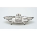 A silver oval inkstand by James Deakin & Sons