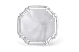 A silver shaped square salver by Viners