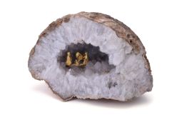 An Italian gold coloured mounted quartz geode nativity scene