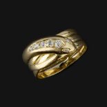 A late Victorian 18 carat gold serpent ring