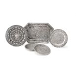 Five Indian silver plates