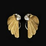 A pair of 1960s diamond stylised wing earrings