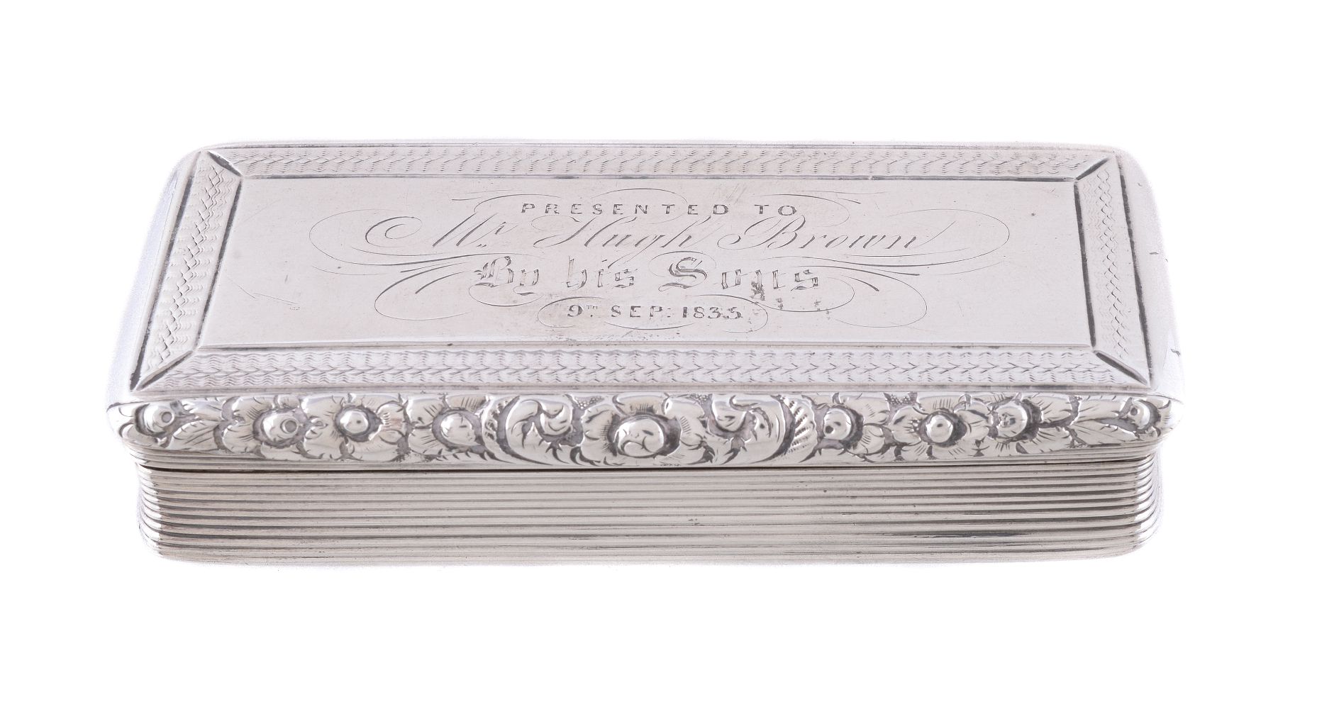 A George IV silver rectangular snuff box by Nathaniel Mills