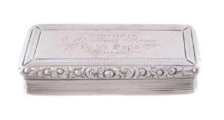 A George IV silver rectangular snuff box by Nathaniel Mills