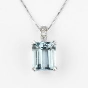 An aquamarine and diamond pendant