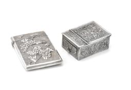 A Chinese export silver rectangular card case by Wang Hing