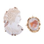 A shell cameo brooch