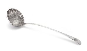 An early George III silver old English feather edge soup ladle probably by Thomas Ellis