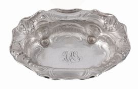 An American Art Nouveau silver shaped oval bowl by Gorham Manufacturing Co.