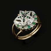 An emerald, diamond and enamel Kappa Sigma fraternity ring