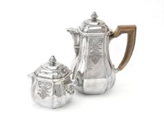 A Belgian silver two piece coffee set by Raymond Ruys