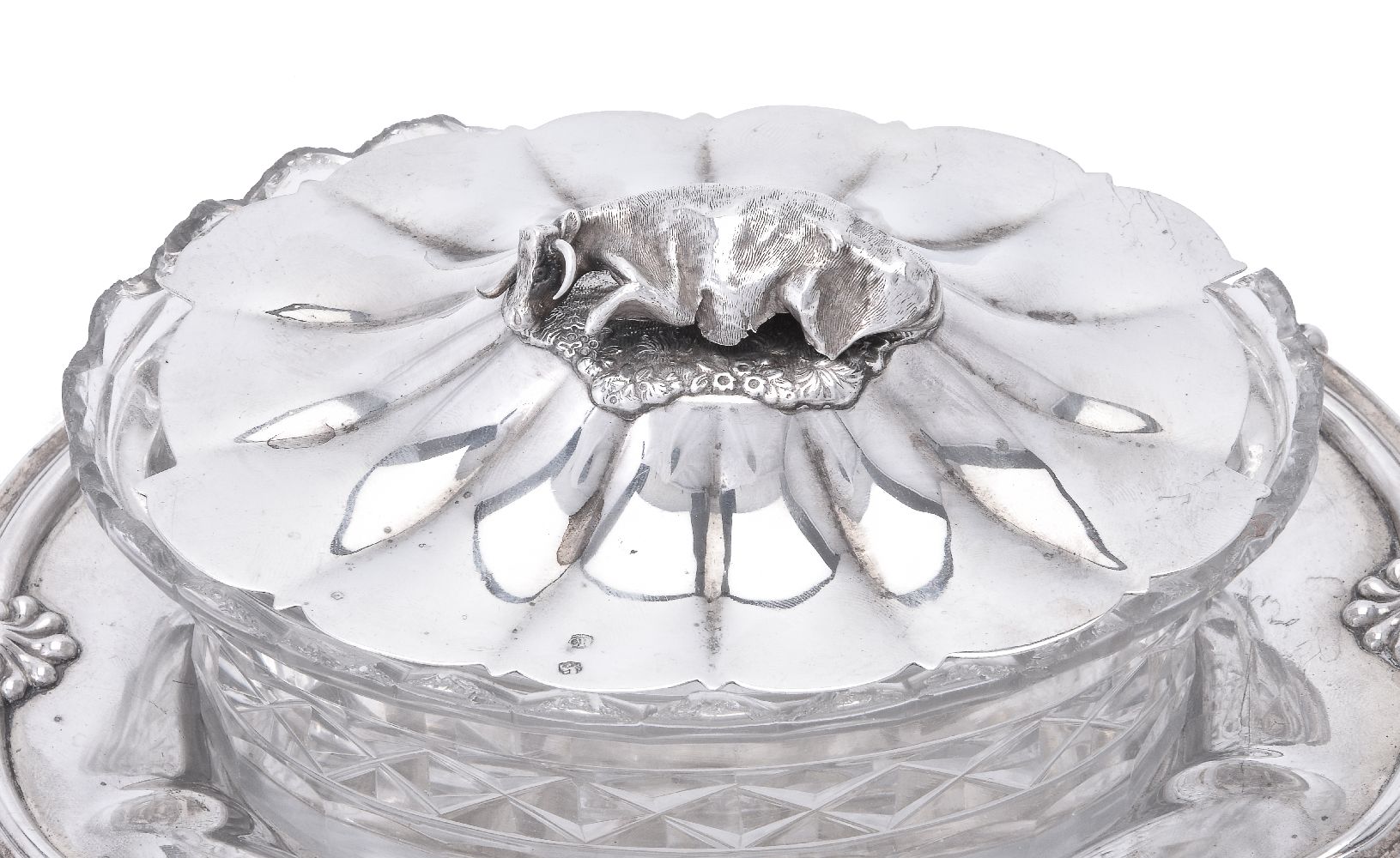 A William IV silver shaped oval butter dish by Charles Ratherham - Image 2 of 2