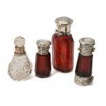 Three various mounted glass scent bottles