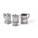 Three silver christening mugs