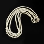 A three row cultured pearl necklace