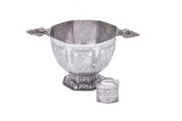 A Dutch silver deep octagonal bowl