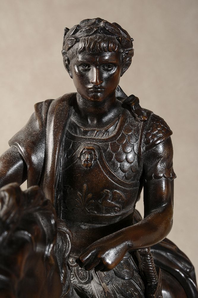 A patinated spelter equestrian group of a Roman emperor - Image 3 of 4