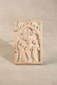 ϒ A French carved ivory rectangular diptych panel