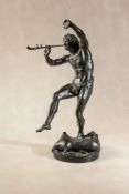 Eugène Louis Lequesne, (French 1815 - 1887), a patinated bronze model of a dancing satyr,