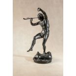 Eugène Louis Lequesne, (French 1815 - 1887), a patinated bronze model of a dancing satyr,