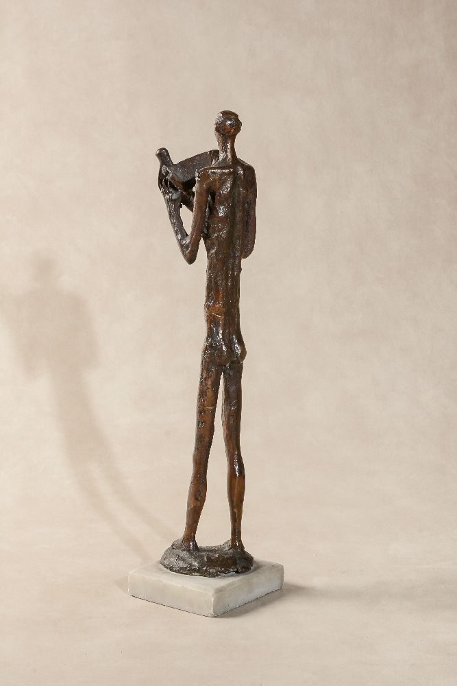 Manner of Germaine Richier, (French 1904 - 1959), a bronze group of a male nude and a dove, - Image 3 of 3