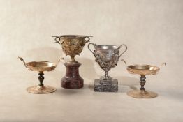 A gilt bronze and marble mounted model of a Roman kantharos drinking cup