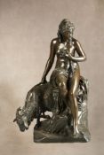 After Pierre Julien, (French 1731 - 1804), a substantial bronze group, Amalthea with Jupiter's Goat,