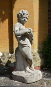 A sculpted stone model of a putto,