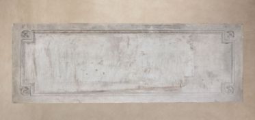 Four rectangular grey flecked white marble wainscot panels