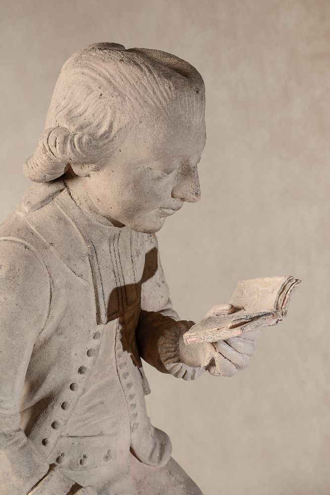 A sculpted terracotta model of a gentleman in 18th century style, - Image 2 of 5