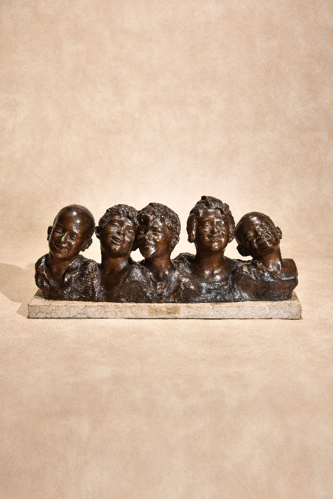 Vincenzo Aurisicchio, (Italian, 1855 - 1926), five adjoined busts of Neapolitan street urchins, - Image 2 of 6
