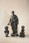 A bronze bust of a Roman