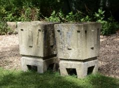 A pair of stone composition planters