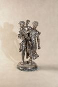 Henry Étienne Dumaige, (French 1830 - 1888), a silvered bronze group of Zephyr and Flora,