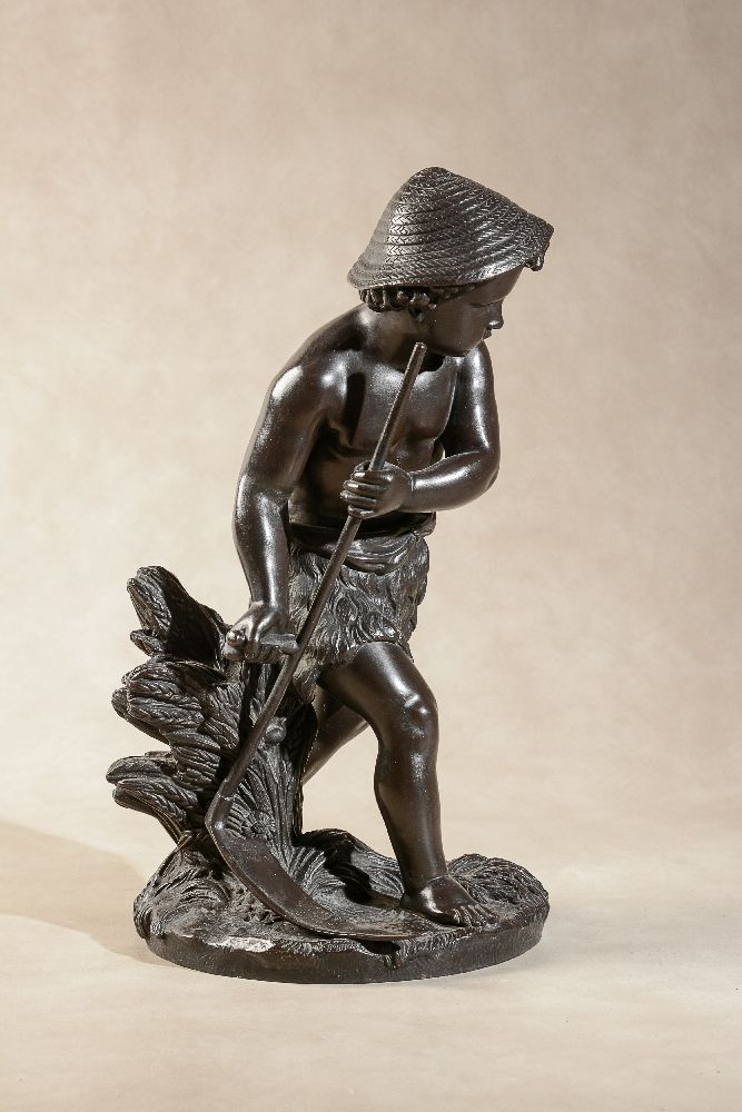 Eugène Laurent, (French 1832 - 1898), a patinated bronze model of a putto harvester, - Image 3 of 4