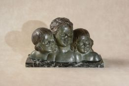 Demétre H. Chiparus, (Romanian, 1886 - 1947), a bronze bust group of three girls,