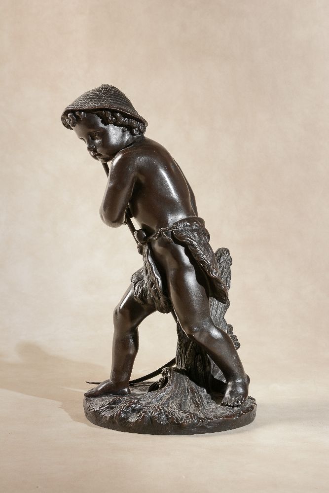 Eugène Laurent, (French 1832 - 1898), a patinated bronze model of a putto harvester, - Image 4 of 4