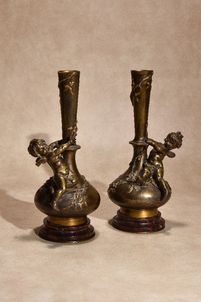 Auguste Louis Mathurin Moreau, (French 1834 - 1917), a pair of gilt bronze and marble mounted models