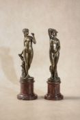 A pair of German patinated bronze models of the Flower Queen and Phryne