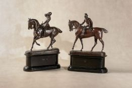 John Willis Good, (1845 - 1879), a pair of bronze equestrian groups of mounted huntsmen,