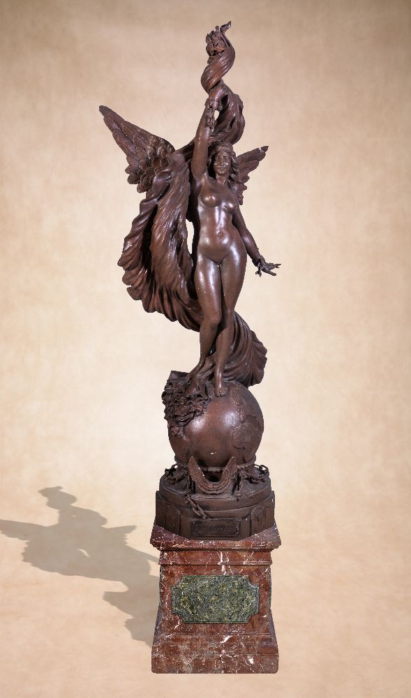 L.Maurer, (French, fl. late 19th century), Liberté, a painted plaster model of a winged maiden