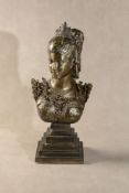 A gilt bronze bust of a maiden, circa 1900, retailed by Tiffany & Co.,