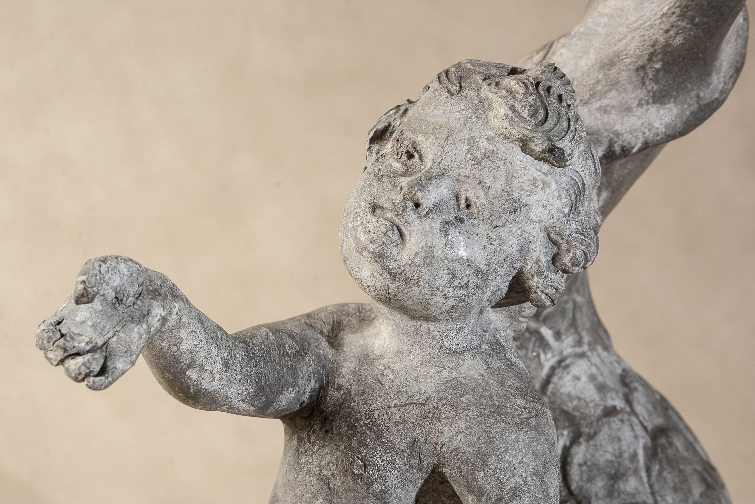 A lead fountain group of a putto riding a dolphin - Image 3 of 4